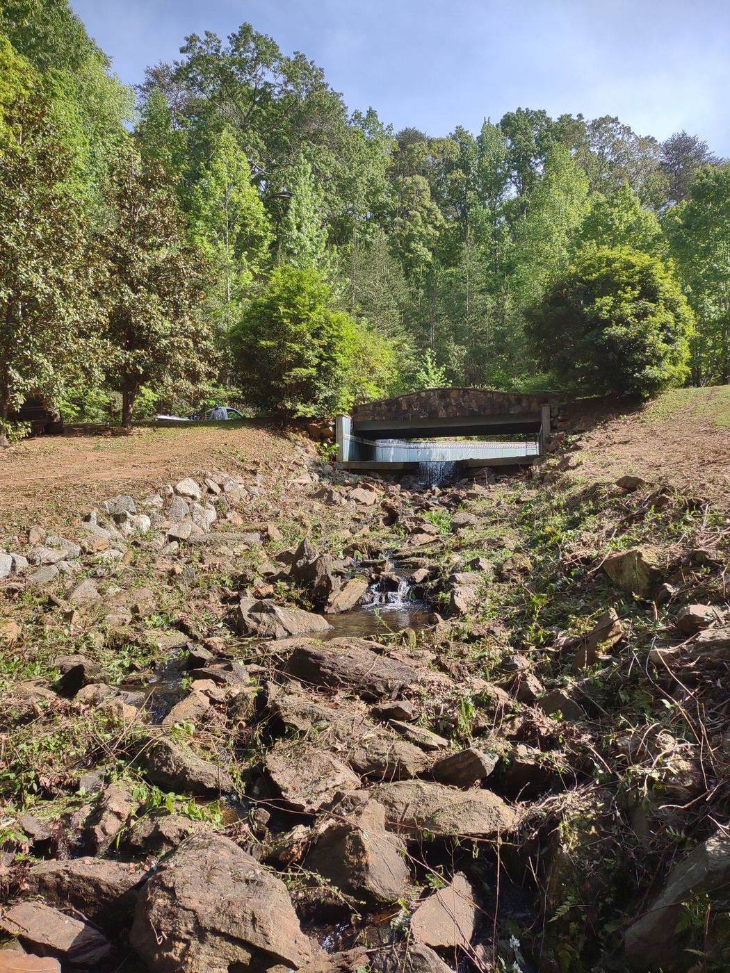 Close-up of the restored spillway and stone culvert