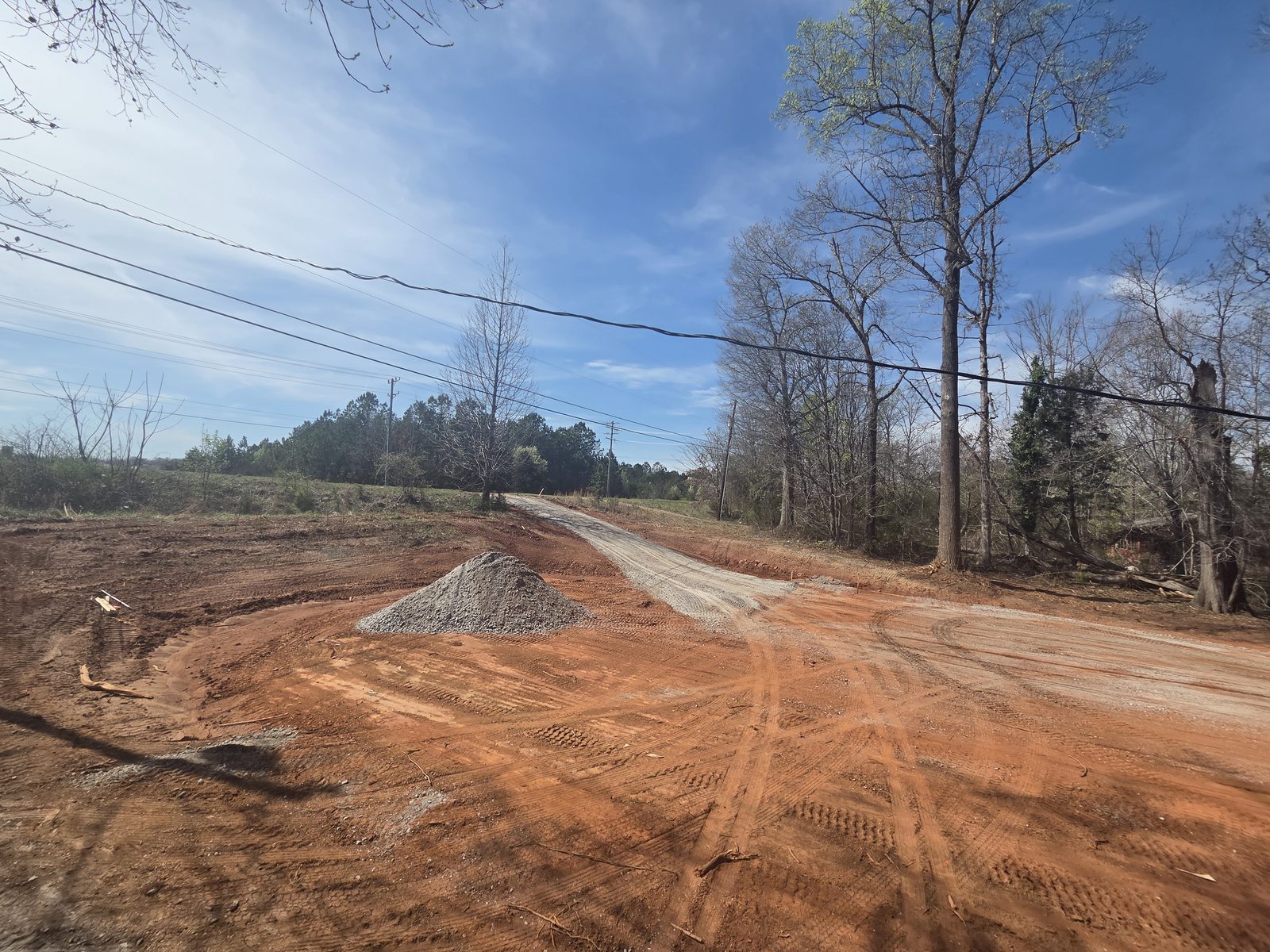 Driveway grading and gravel base on a Greenville, SC site